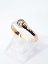 0.20 Ct Bezel-set Rose-cut Diamond & 12k Yellow Gold Solitaire Ring 1.8 Grams Size 7 Fw0925crdu