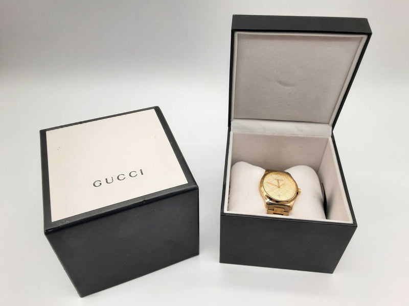 Gucci 126.4 38 G Timeless Gold Tone Steel Quartz Watch Do0724lrxde