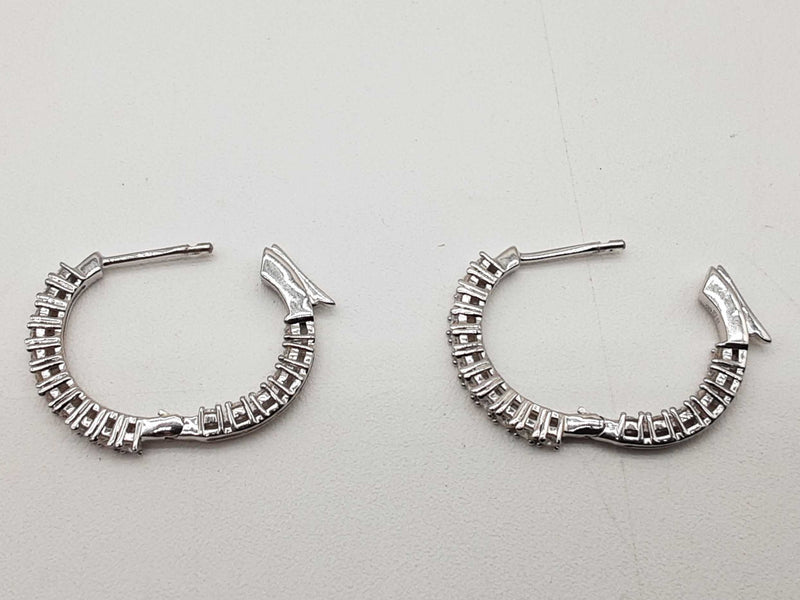 1.00 Cttw Lab Grown Diamonds 0.925 Silver 3.0g Hoop Clasp Earrings Do0525llrde