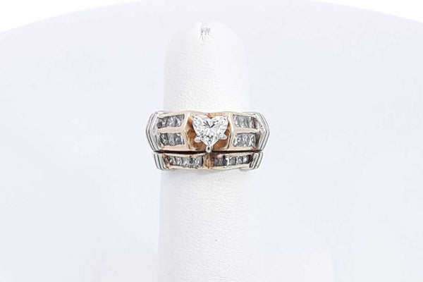 Heart Shape Center Diamond Approx. 0.50ctw Wedding Set In 14k Yg 8.8g Eb724ipxsa