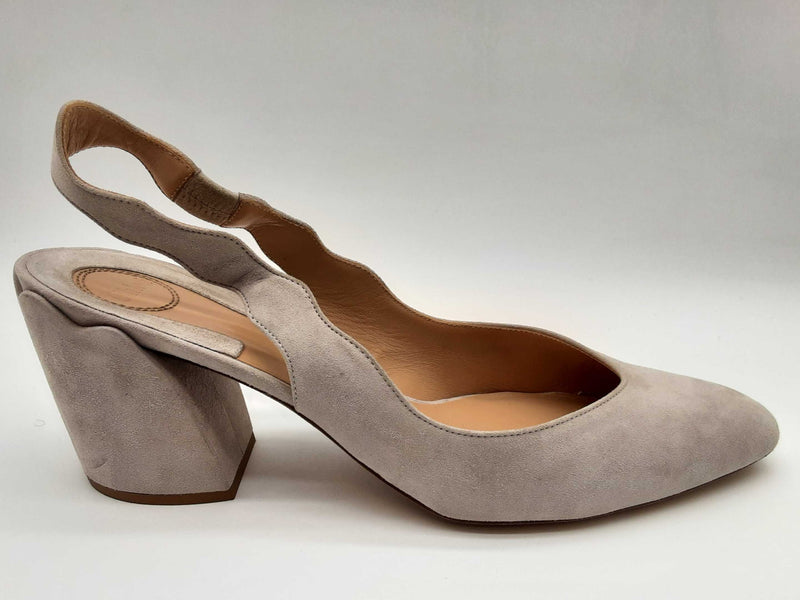 Chloe Laurena Slingback Elephant Grey Suede Heels Size Eu 40 Do0125cxde