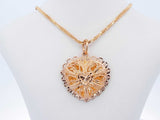 21k Yellow Gold Chain & Filigree Heart Pendant 18.3 Grams 24 Inch Eb0626oorxde