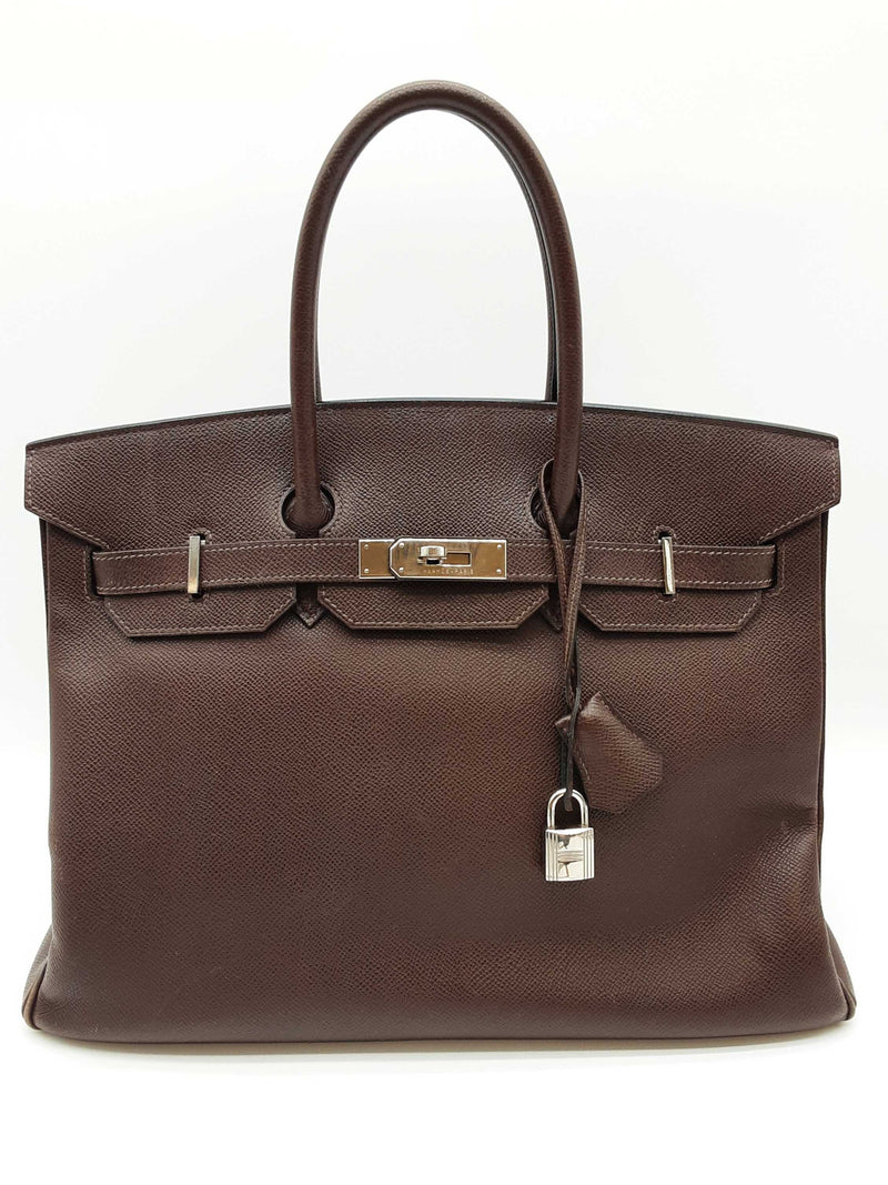 Hermes Birkin 35 Chocolat Brown Epsom Palladium Handbag Do0723lwxzxde