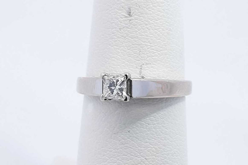 Approx. 0.05ctw Princess Cut Diamond Ring 14k White Gold 2.9g Size 6 Eb1024exsa