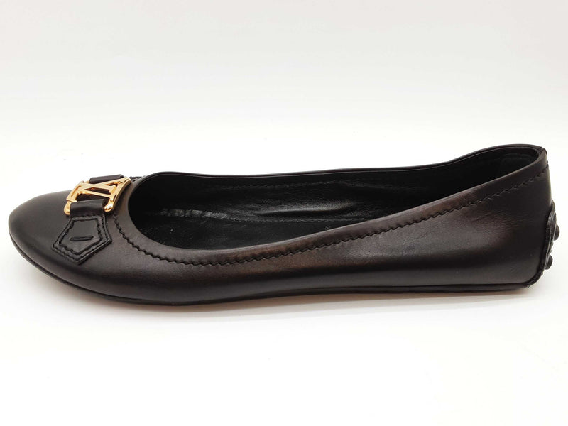 Louis Vuitton Black Leather Flats Size Eu 39 Do0925oxzde