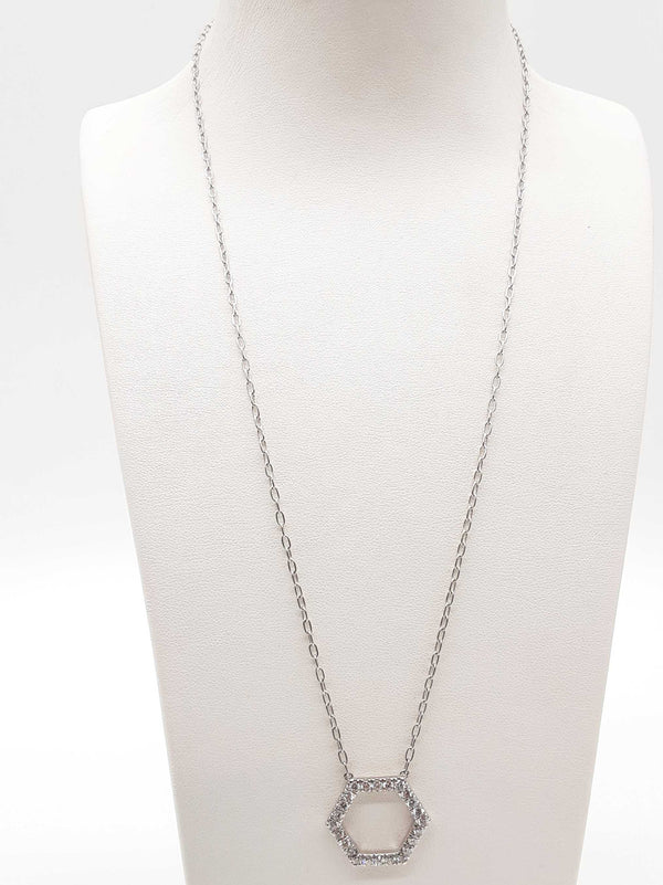 0.95 Cttw Lab Grown Diamonds 0.925 Silver 5.4g Hexagon Chain 20 In Do0525llpde