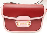 Gucci 602204 Horsebit 1955 Red Pink Leather Shoulder Bag Do1224llxzde