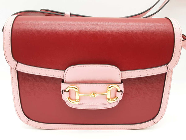 Gucci 602204 Horsebit 1955 Red Pink Leather Shoulder Bag Do1224llxzde