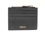 Versace Virtus Black Grained Leather Card Holder Wallet Fw0525izdu