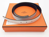 Hermes Nuit Blue Blanc White Leather Belt Do0126rxzde