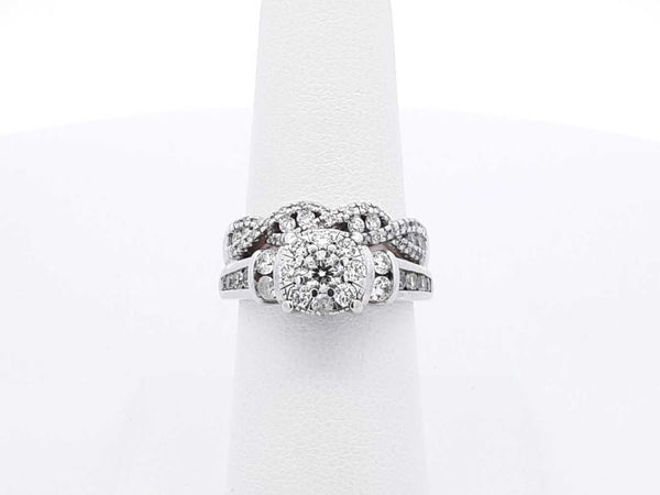 1.07 Cttw Diamond & 10k White Gold Bridal Set 8.2 Grams Size 6.5 Fw0625wrxdu