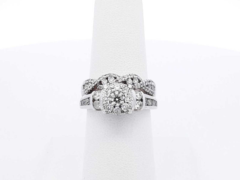1.07 Cttw Diamond & 10k White Gold Bridal Set 8.2 Grams Size 6.5 Fw0625wrxdu