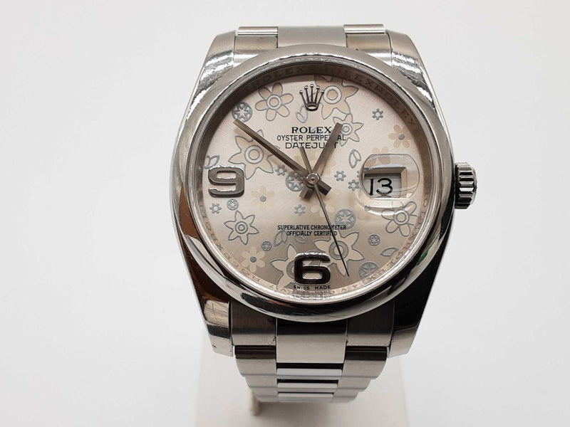 Rolex 116200 36 Datejust Silver Flowers Dial Steel Watch Do0625rxzxde