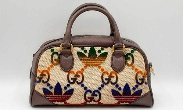 Gucci X Adidas Textured Canvas Web Gg Trefoil Duffle Bag Eblxxzdu 144030005256