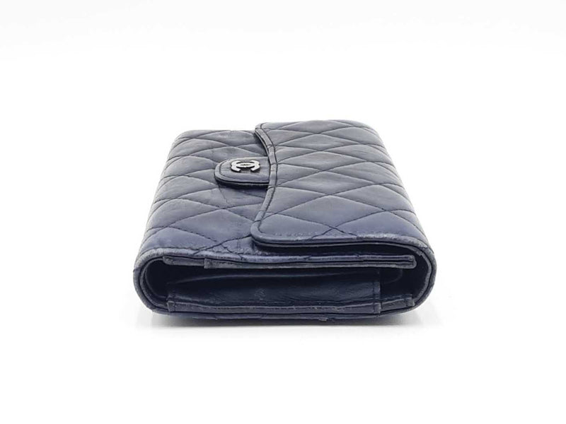 Chanel Timeless Classic Matelassé Navy Blue Lambskin Wallet Fw0225wrxdu