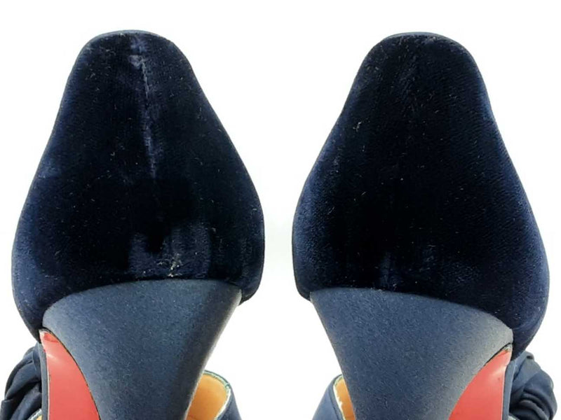 Christian Louboutin Biba D'orsay Blue Velvet Pumps Size Eu 36 Us 6 Fw0725rzdu