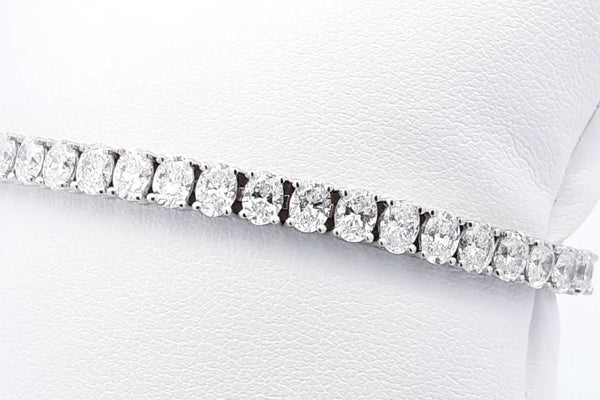 Approx. 15ctw Oval Diamond Tennis Bracelet 14k White Gold 14.42g Eb1024ooxxzsa