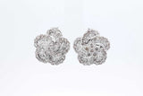 4.0cttw Diamond Floral Cluster 18k White Gold Stud Earrings 8.3 Grams Eb426crxdu