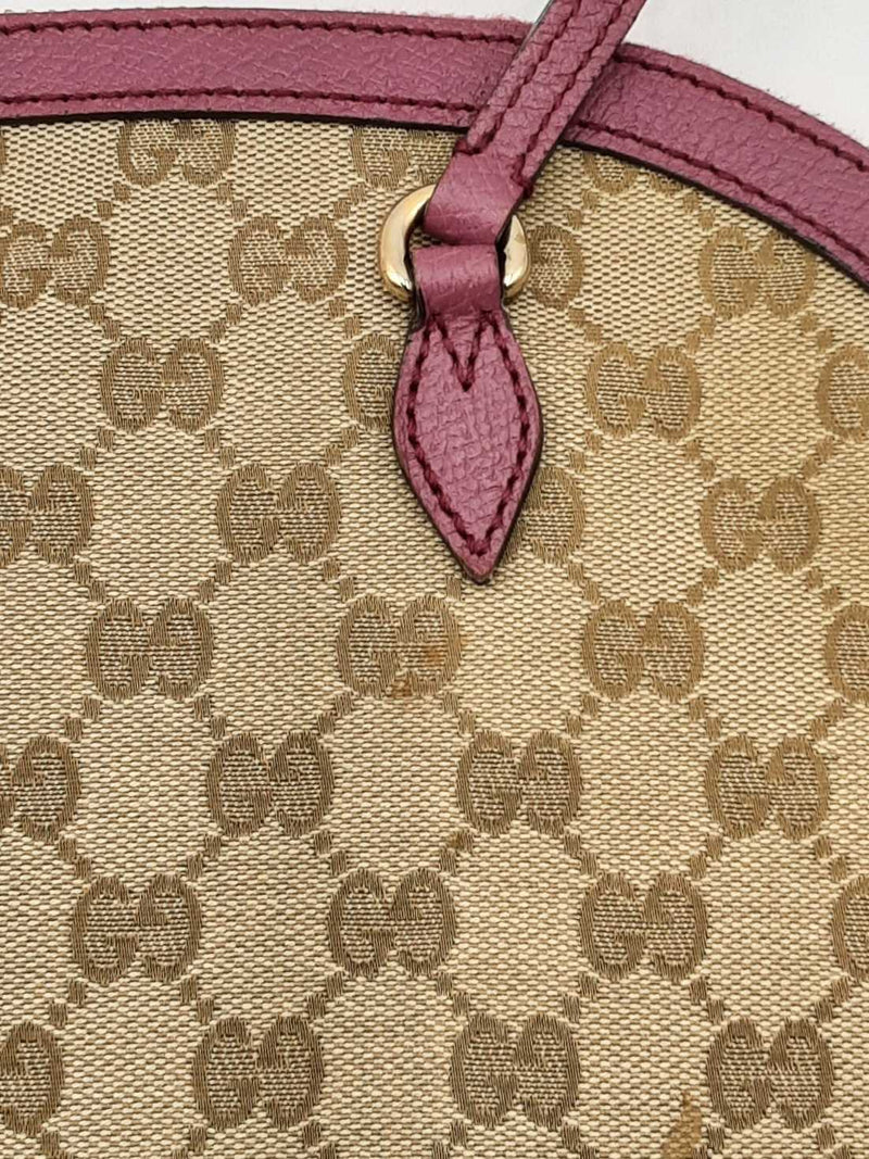 Gucci Gg Bree Beige & Mauve Canvas & Leather Dome Bag Fw1224oxzdu