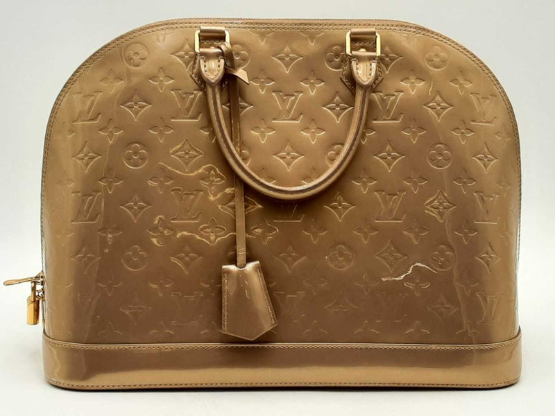 Louis Vuitton Alma Gm Vernis Beige Handbag Aa0525pzxsa