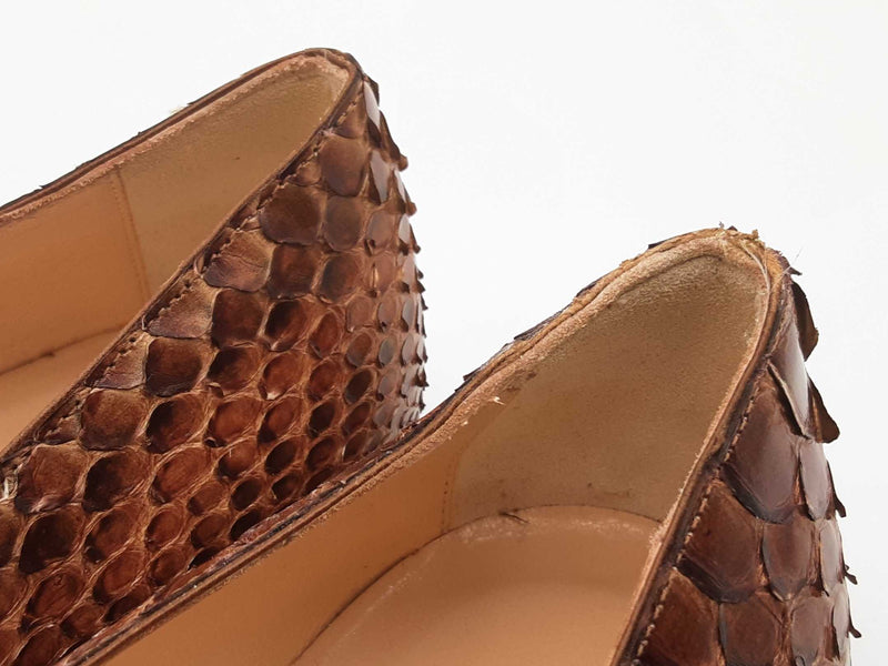 Christian Louboutin Brown Snakeskin Flats Size Eu 38.5 Do0525rxde