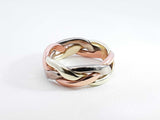 14k Tricolor Gold Braided Trinity Band Ring 7 Grams Size 4.75 Fw0226oexdu