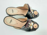 Fendi Flowerland Leather Studded Mules Size 40 Fwlrxde