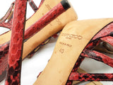 Jimmy Choo Red Python Printed Snakeskin Leather Heels Size Eu 40 Do0826lxzde