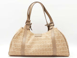 Fendi Zucchino Shoulder Bag In Beige Ff Logo Canvas Fw0726oordu