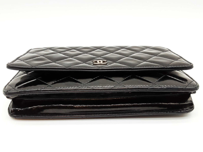 Chanel Wallet On Chain Black Quilted Patent Leather Crossbody Bag Do0825lpcrde