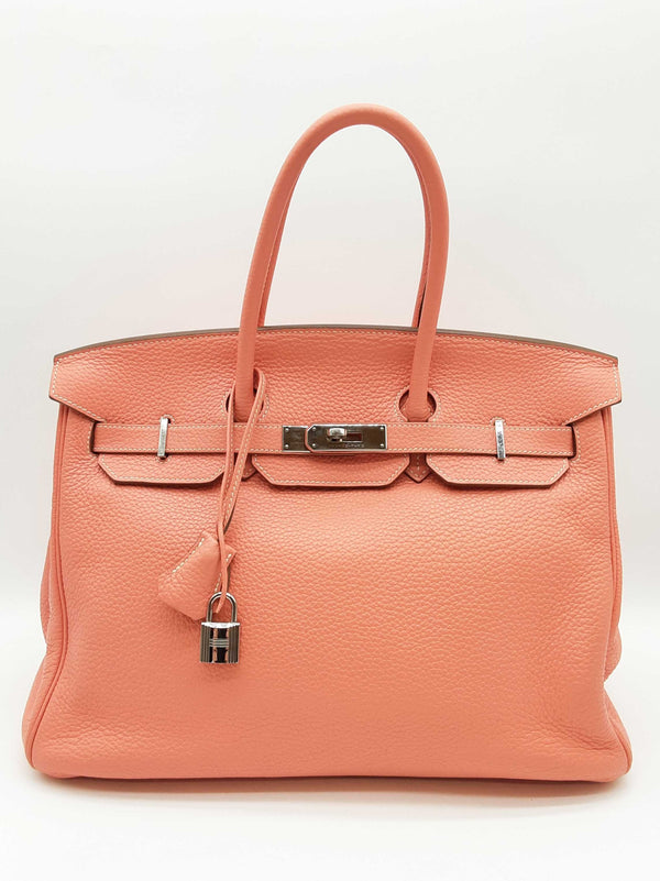 Hermes Birkin 35 Rose Tea Pink Clemence Palladium Handbag Do0825wxzxde