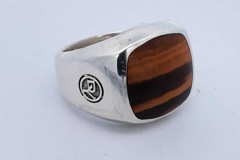 David Yurman 925 Sterling Tigers Eye Inlay Signet Ring 24.3g Size 11 Eb1024lcxde