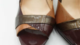 Prada Vern Metal Tricolor Patent Leather Peep Toe Pumps Size 38 Eb0126crdu