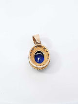 Sapphire & Diamond Halo Pendant In 14k Yellow Gold 1.6 Grams Fw0625ixdu