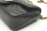Gucci Chevron Quilted Black Leather Marmont Mini Shoulder Bag Eb0626wrxsa