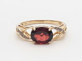 Red Garnet 10k Yellow Gold 2.8g Knot Ring Size 8.25 Do0426crde