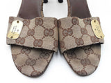 Gucci Gg Supreme Canvas & Vegan Leather Peep-toe Mules Size 6 Fw1026rxdu