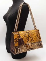 Gucci Medium Padlock Shoulder Bag In Neutral & Yellow Python Snakeskin Fw0726wzxdu