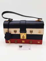 Gucci Red, White & Blue Leather Cat Lock Top Handle Bag Eb0326rrxde
