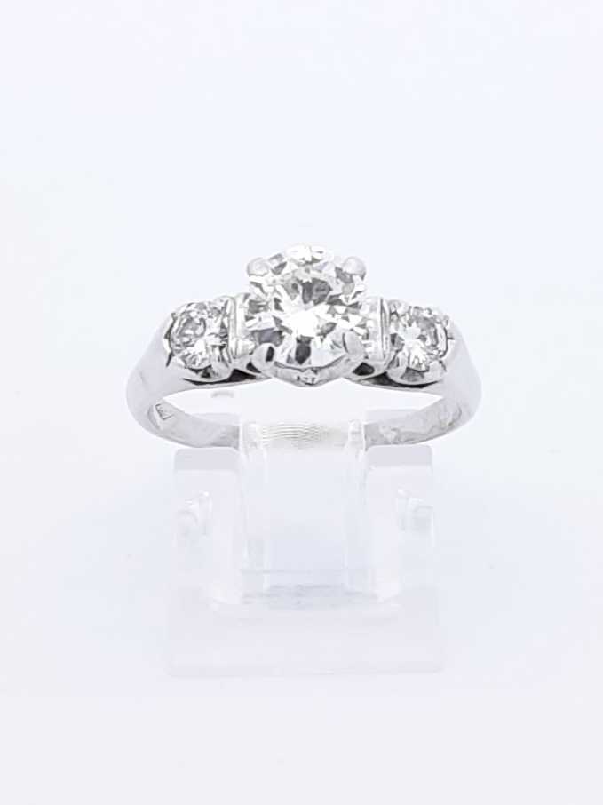 1.2 Cttw Diamond & 14k White Gold Three-stone Ring 3.1 Grams Size 7 Fw0625cxzdu