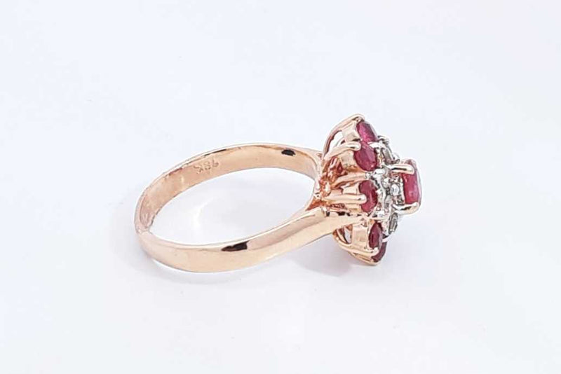 Red Gemstone & Diamond Ring In 10k Yellow Gold 5.2 Grams Size 8 Eb09oxzsa