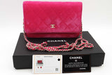 Chanel Hot Pink Quilted Velvet Wallet On Chain Eb0726lxxzsa