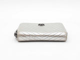 Chanel Metallic Lambskin Chevron Quilted Zip Coin Wallet Fw0225lcrdu