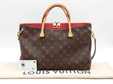 Louis Vuitton Pallas Mm Brown Monogram Cerise Red Handbag Sd0825pzxsa