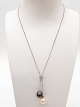 White Black Pearls 14k White Gold 6.7g Chain Necklace 16 In Do0725oxzde