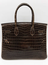 Hermes Birkin 30cm Graphite Gray Crocodile Palladium Handbag Do0925wprxzde