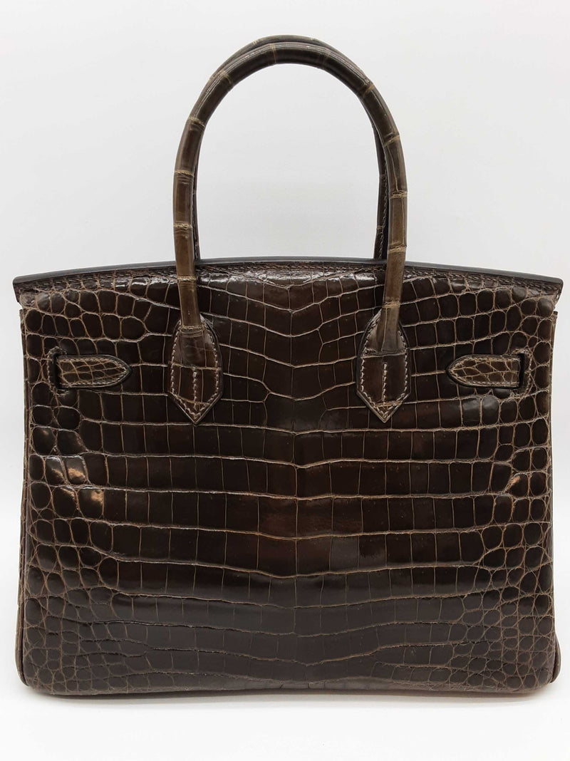 Hermes Birkin 30cm Graphite Gray Crocodile Palladium Handbag Do0925wprxzde