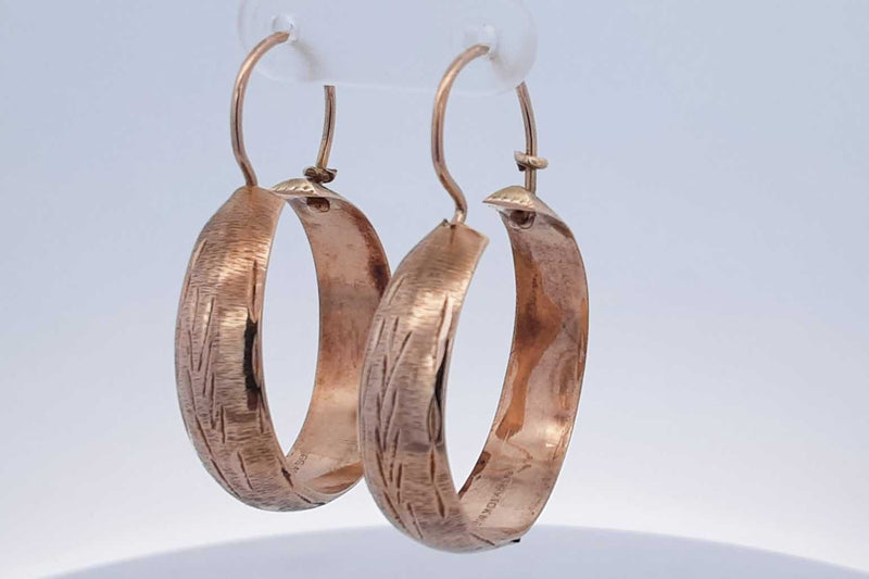 10k Rose Gold Etched Hoop Earrings 4.1 Grams Eb0824crsa