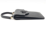 Versace La Madusa Black Leather Crossbody Phone Pouch With Top Handle Eb924oxzsa