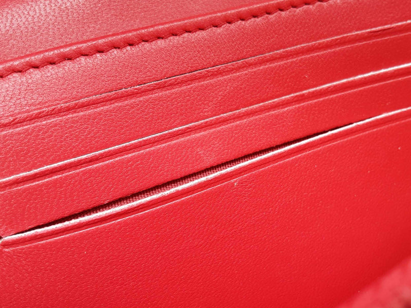 Chanel Red Chevron Quilted Leather Studded Wallet Do0625worde